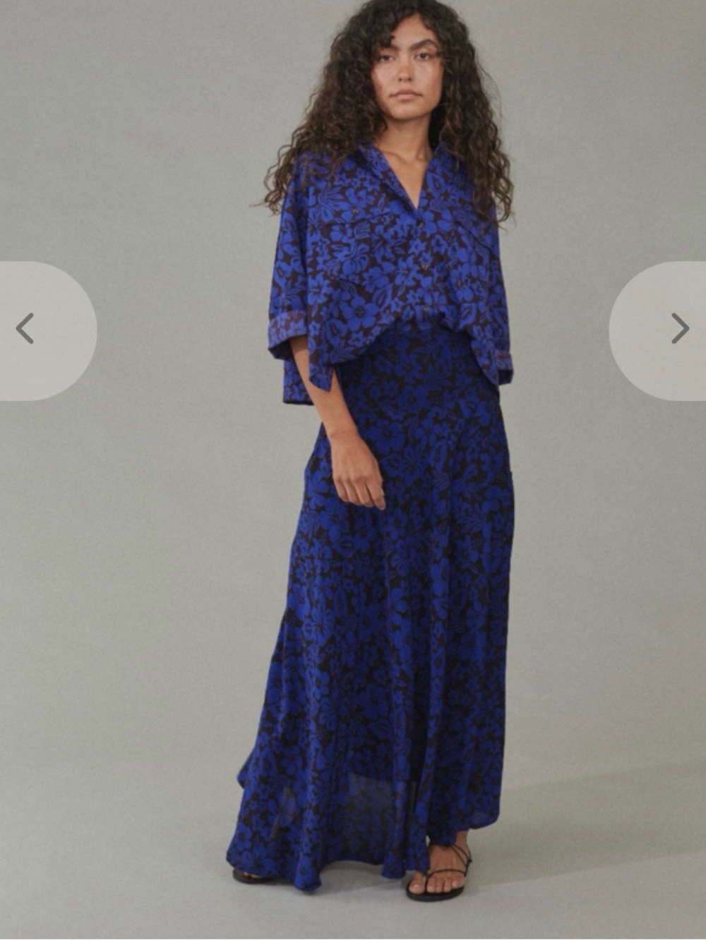 Acacia - Blue Floral Maxi Skirt - Women's Flowing Skirt